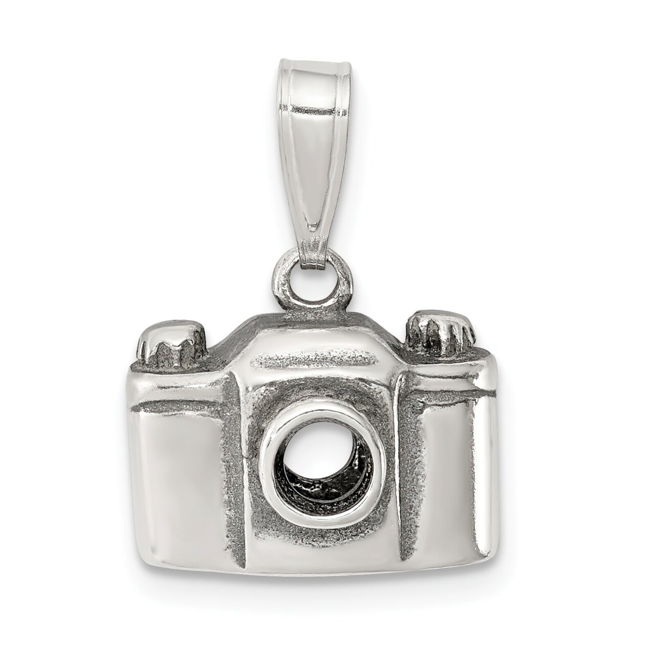 Sterling Silver Antiqued Camera Charm Pendant Jewelry 11mm x 13mm